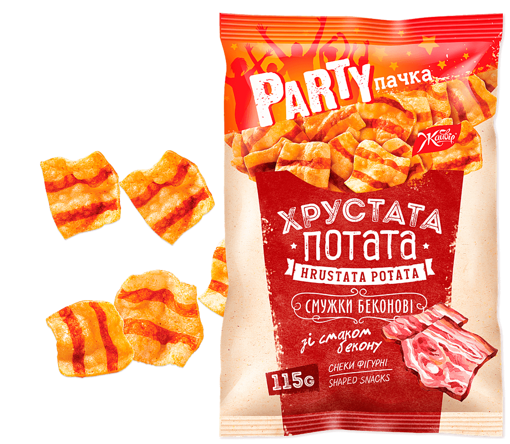 SNACKS SHAPED «BACON SLICES» WITH BACON FLAVOR