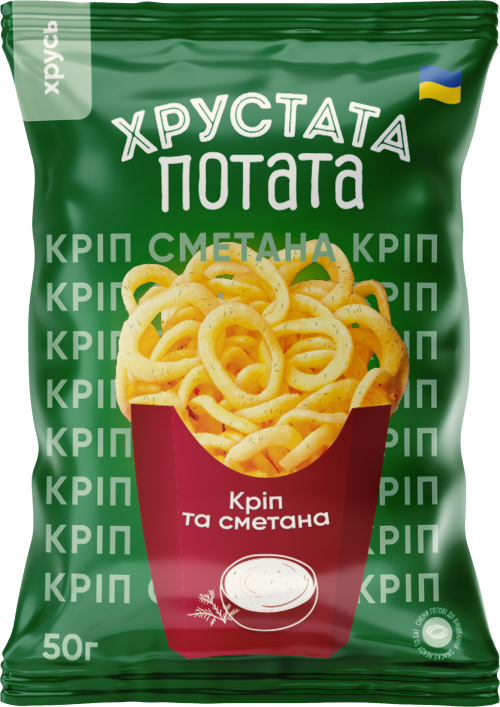 SNACKS SHAPED «ONION RINGS» WITH FLAVOR OF DILL AND SOUR CREAM.